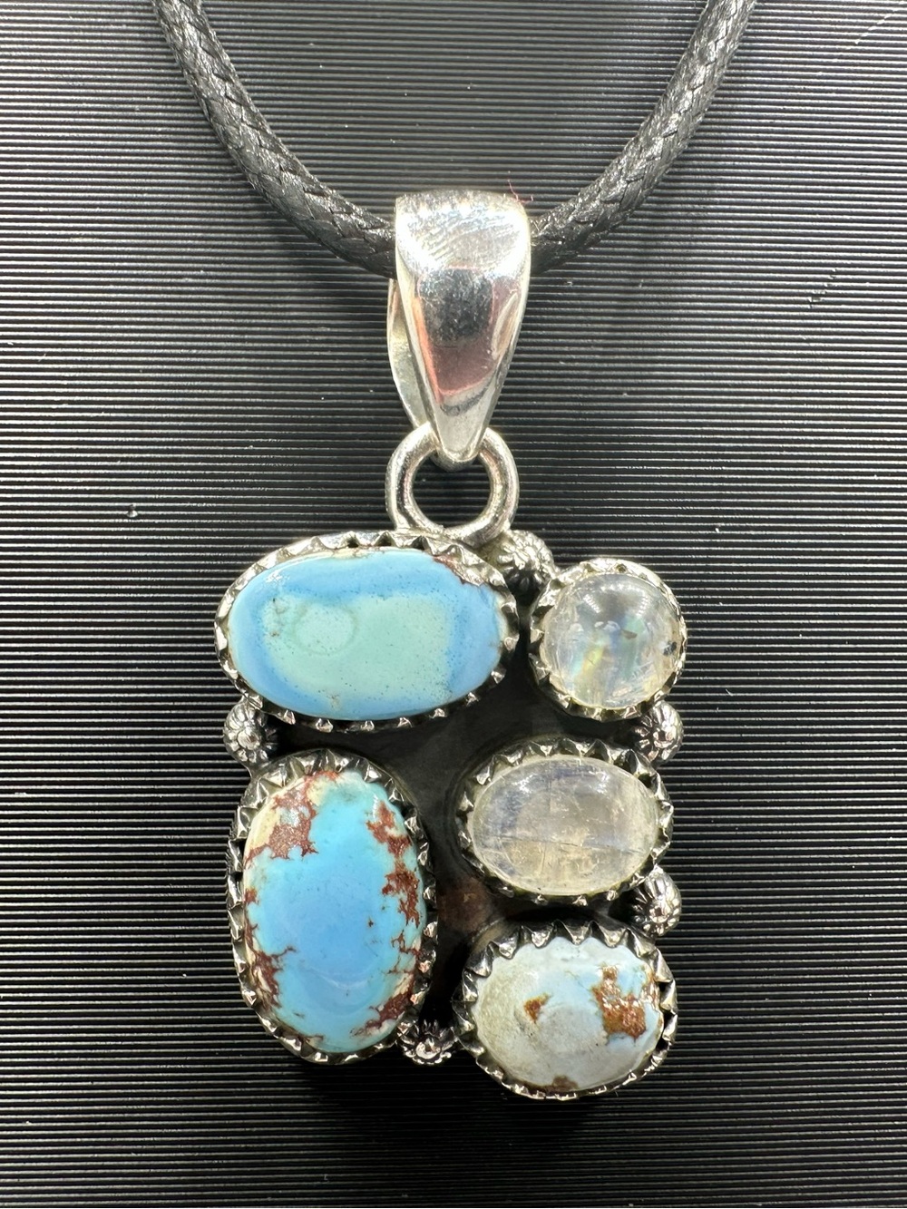 Golden Hills Turquoise Moonstone Sterling Silver 925 Necklace Pendant Handmade